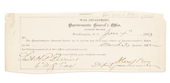 (GENERALS AND ADMIRALS--UNION.) Group of 28 items, each Signed by a Civil War general or admiral, mostly brevet generals.